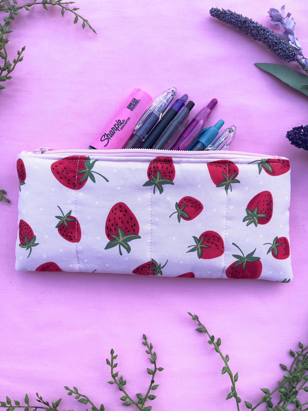 Handmade Quilted Cotton Pencil Case: Cosmetic & Travel Bag