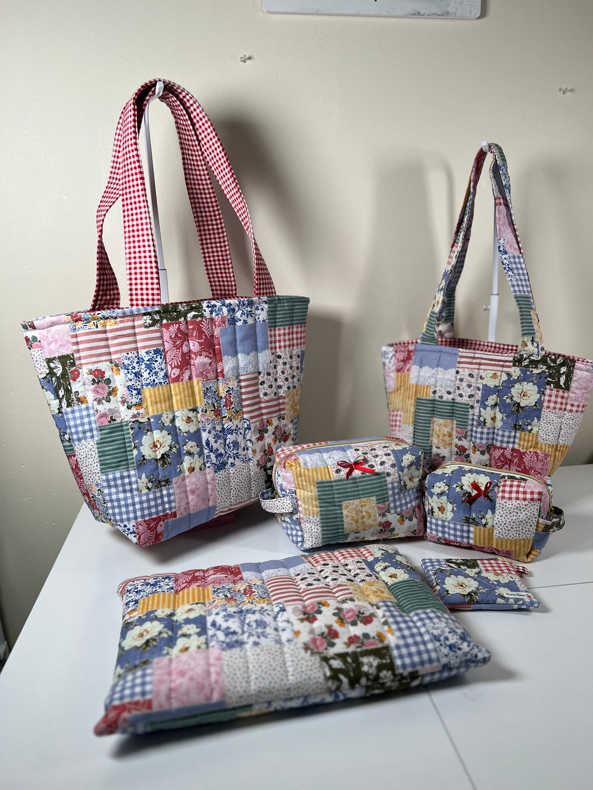 Blue  Patchwork Tote Bag