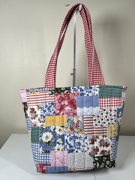 Blue  Patchwork Tote Bag
