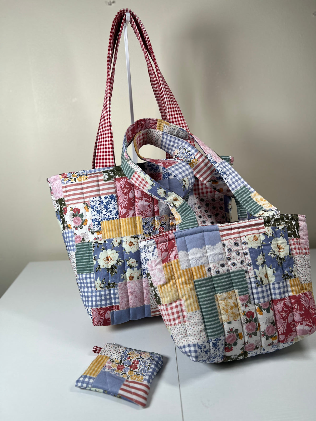 Blue  Patchwork Tote Bag
