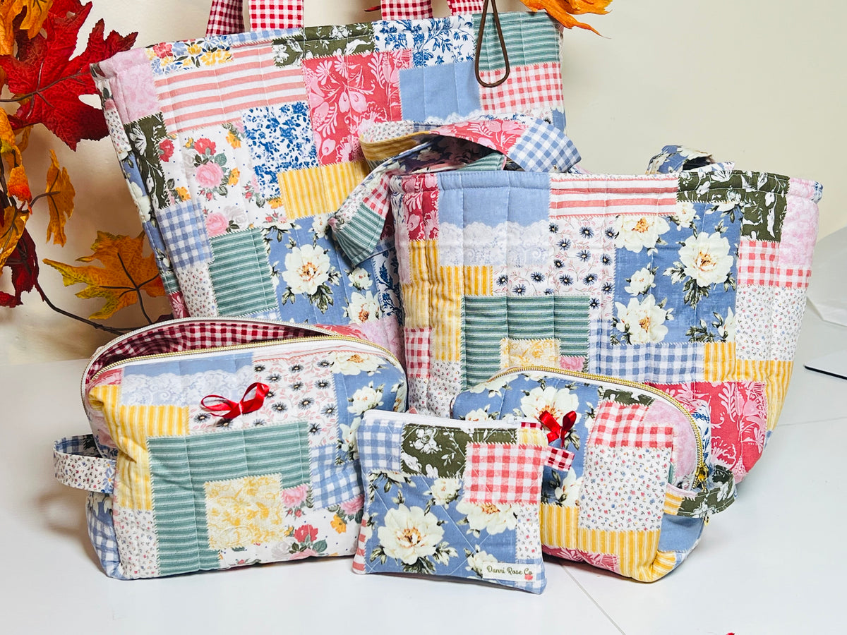 Blue  Patchwork Tote Bag