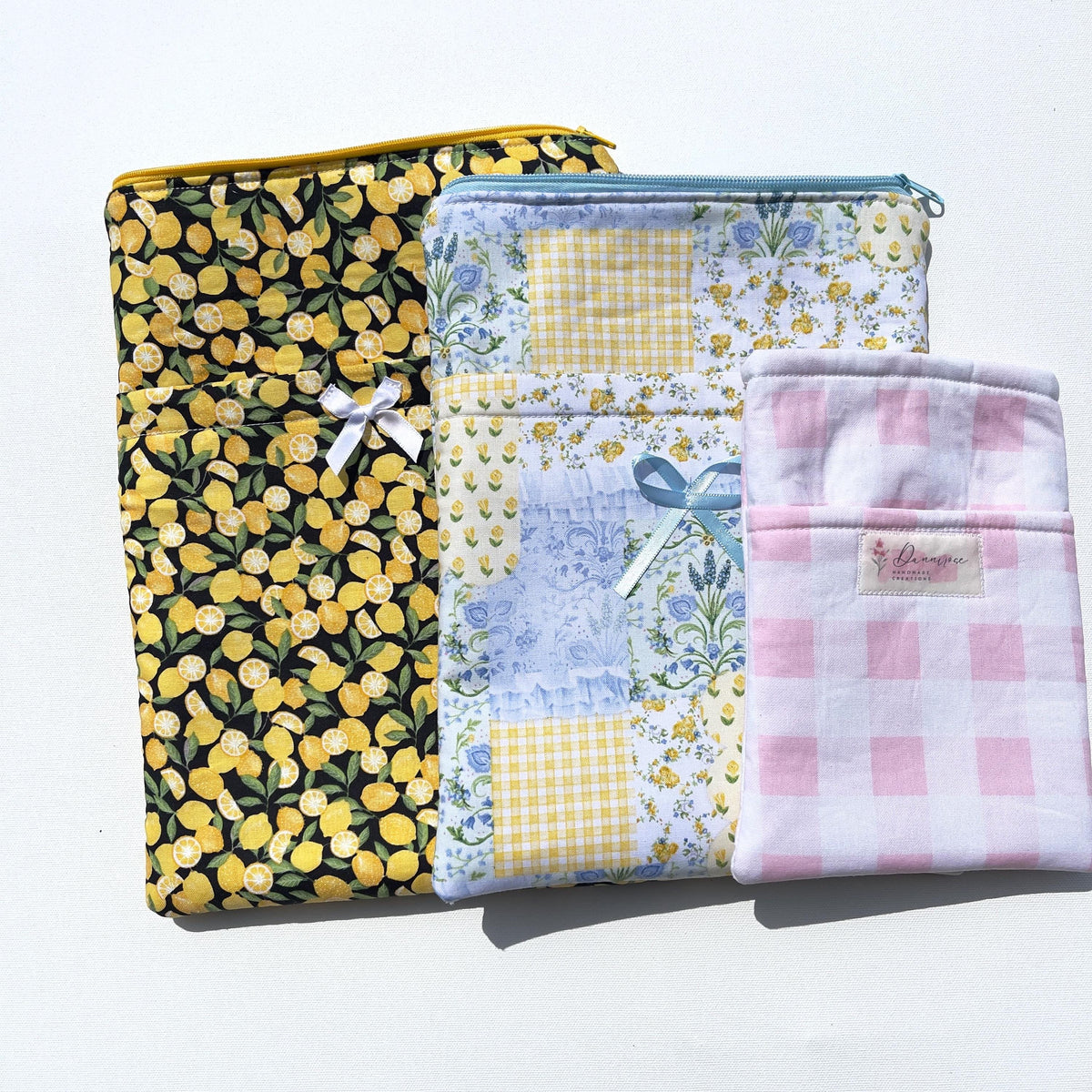 The Sofia Quilted Kindle/ Book Sleeve: Cotton E-reader Pouch with Optional Pocket